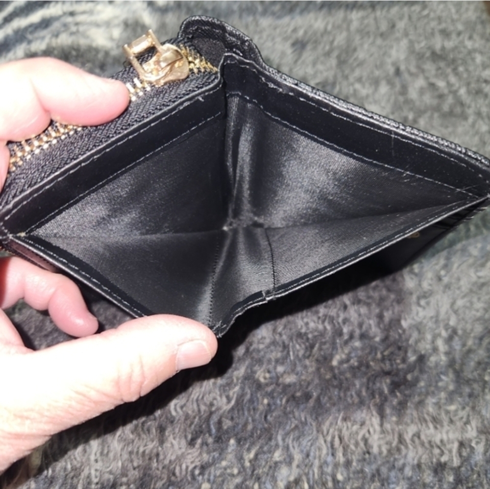 Badgley Mischka Black Snap Bifold with Zip Around Coin Compartment - Picture 5 of 11